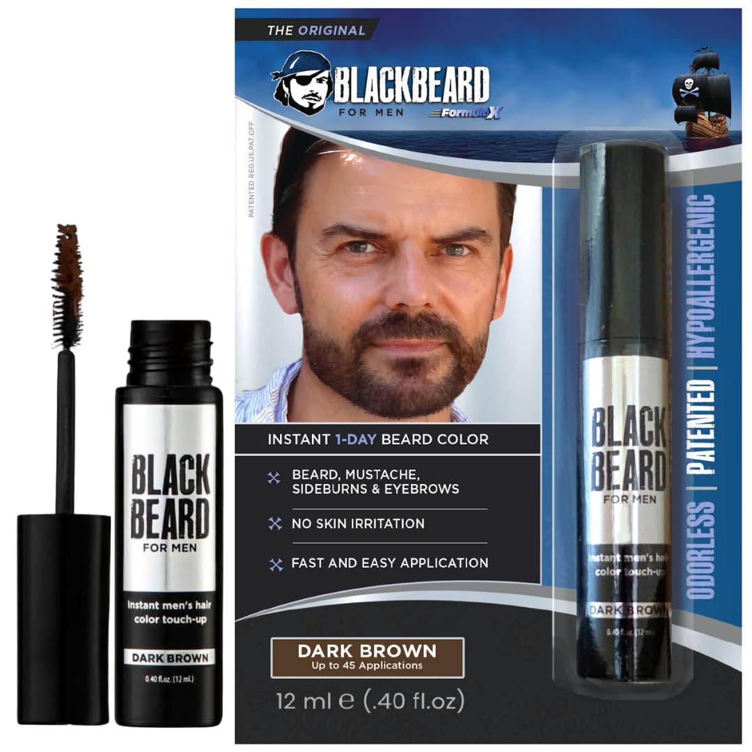 Blackbeard for Men Instant Beard and Mustache Color – Dark Brown