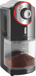 Melitta Molino Electric Coffee Grinder – 17 Settings, Black/Red