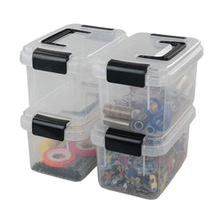 Dehouse 2 L Plastic Mini Storage Latch Box, 4 Packs Clear Storage Box, F - image 1