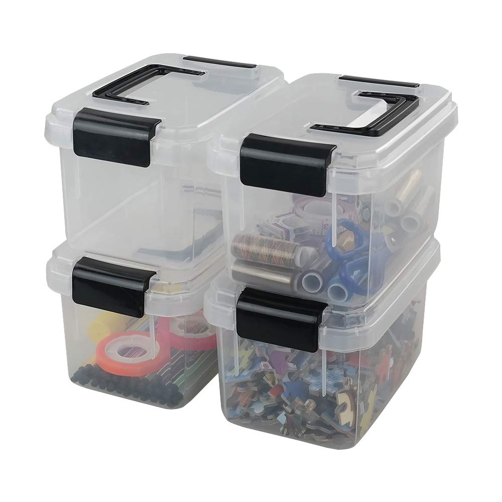 Dehouse 2 L Plastic Mini Storage Latch Box, 4 Packs Clear Storage Box, F - image 1