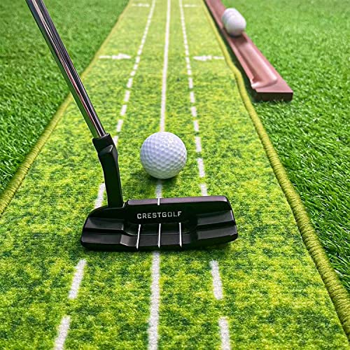CRESTGOLF Golf Putting Mat with Automatic Ball Return - 2.9m Indoor Trainer