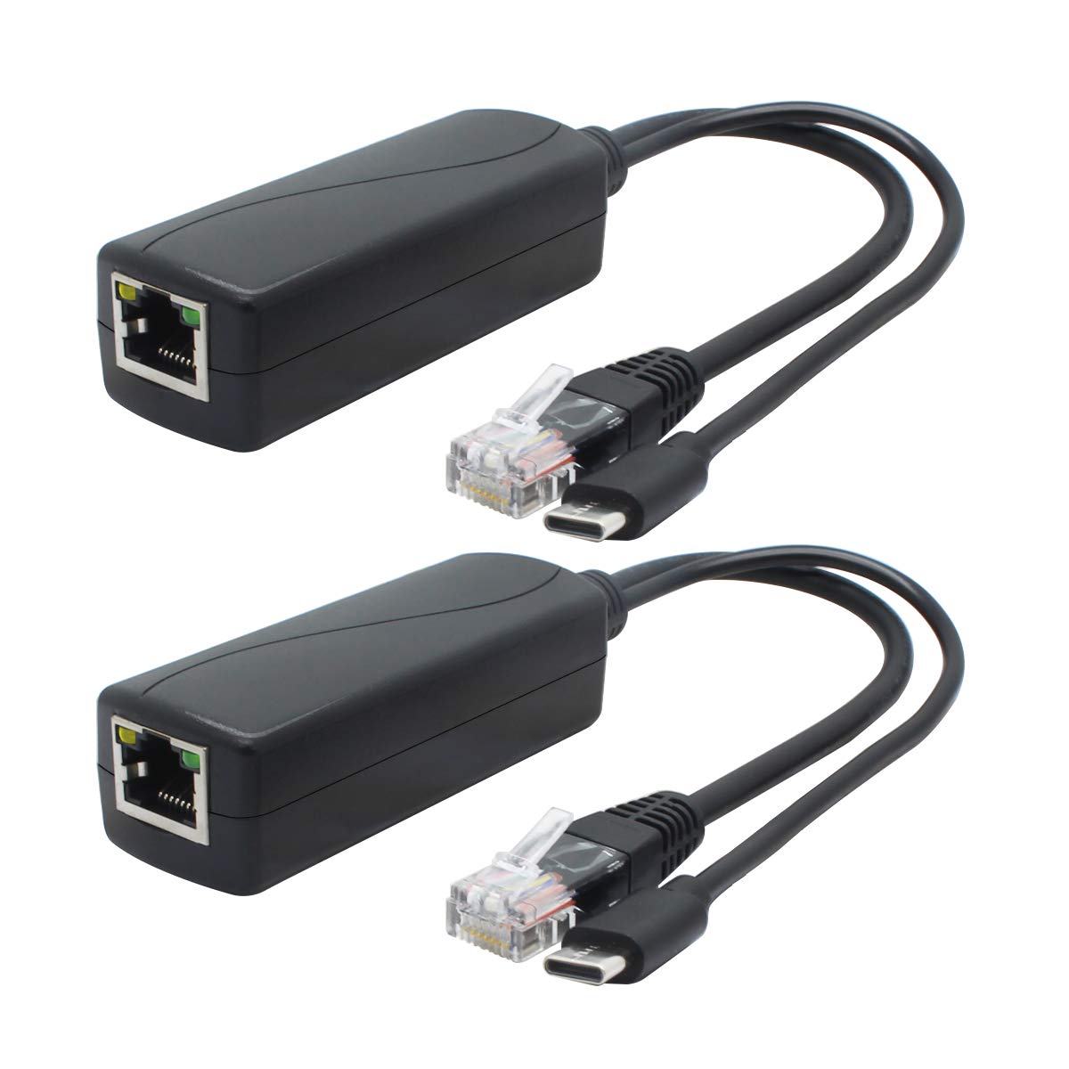 ANVISION 2-Pack 5V PoE Splitter | USB Type C | 48V to 5V 2.4A IEEE 802.3af