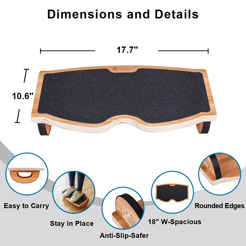 StrongTek Wooden Under Desk Foot Rest Rocker – Ergonomic Non-Slip Stool