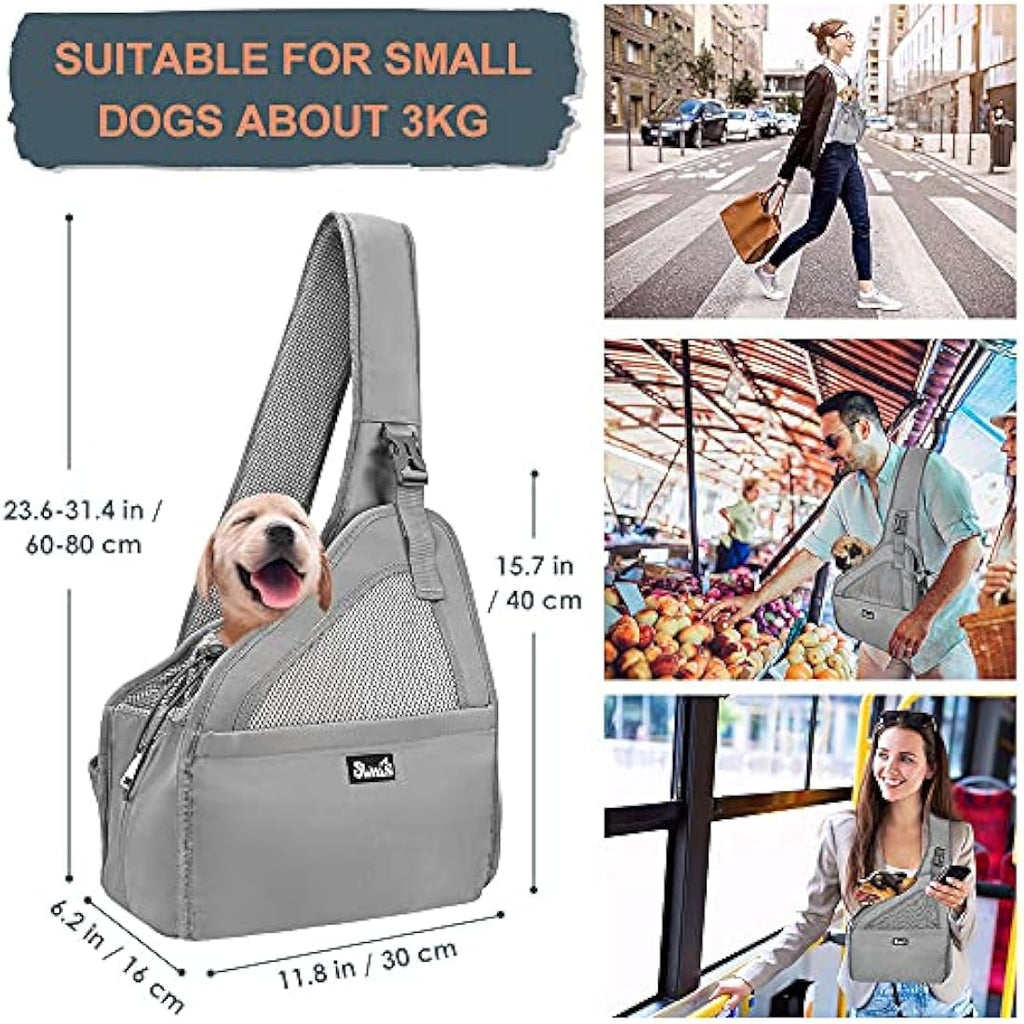 Nasjac Small Dog Sling Carrier – Breathable Mesh Hands-Free Travel Bag