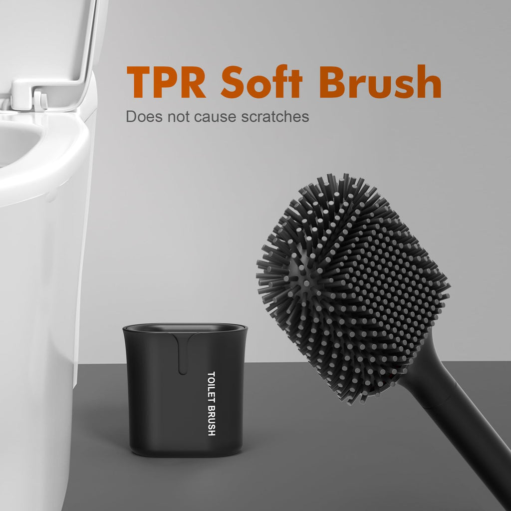 Ibergrif Black Silicone Toilet Brush and Holder Set, Quick Drying M34156B - image 2