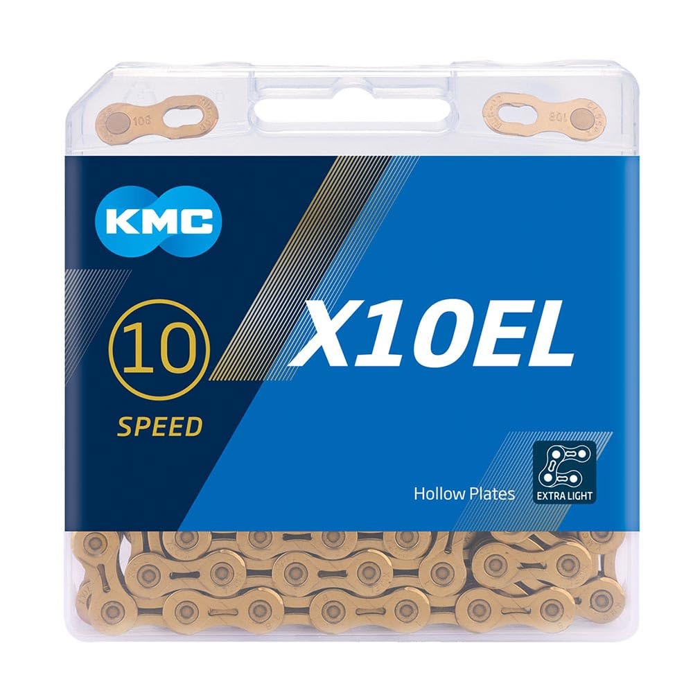 KMC X10EL 10-Speed Bicycle Chain | Ti-N Gold | 114 Links Lightweight