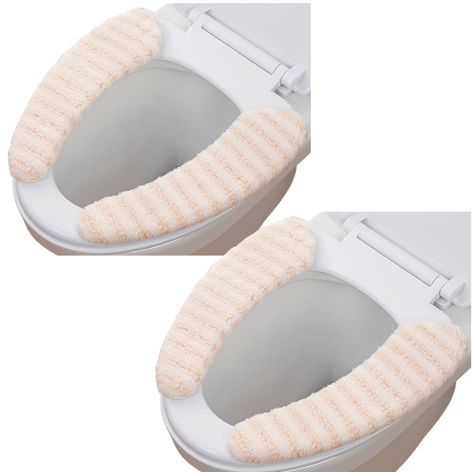 Memory Foam Toilet Seat Cover – 2 Pairs Washable Plush Mat
