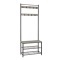 Mondeer Coat Rack Stand, Shoe Rack, Coat Rack Stand, Clothes Rack, Shoe Storage Bench with 9 Hooks, Metal Hall Tree, Metal Frame for Bedroom, Living