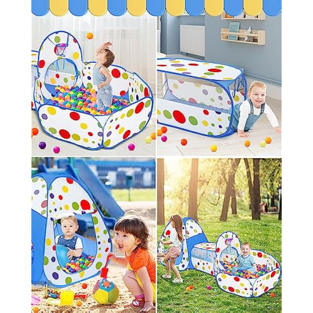 MAIKEHIGH 3-in-1 Kids Play Tent with Square Tunnel and Ball Pit