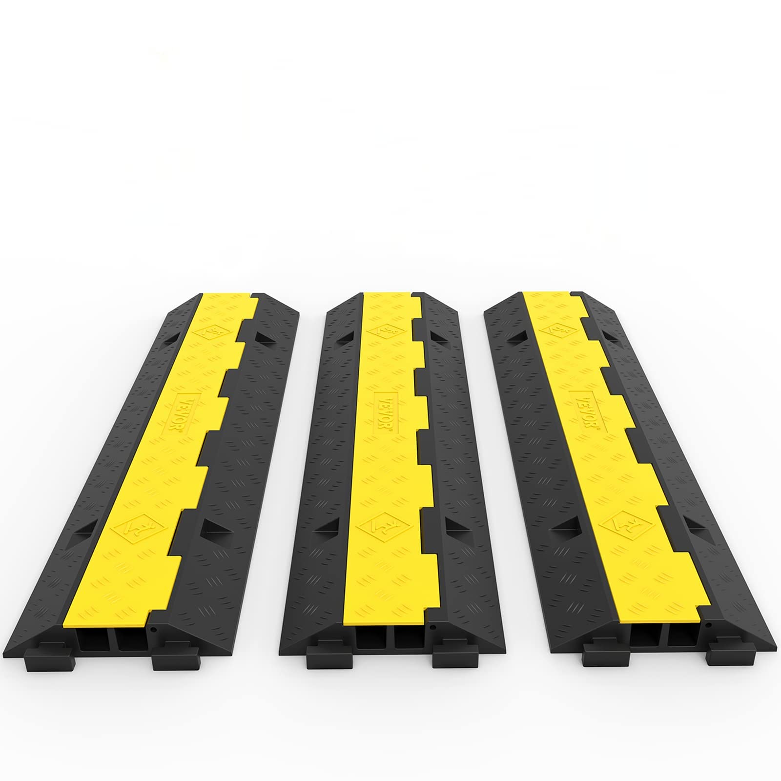 VEVOR 2-Channel Cable Protector Ramp, 3-Pack Heavy Duty TPR Cord Cover