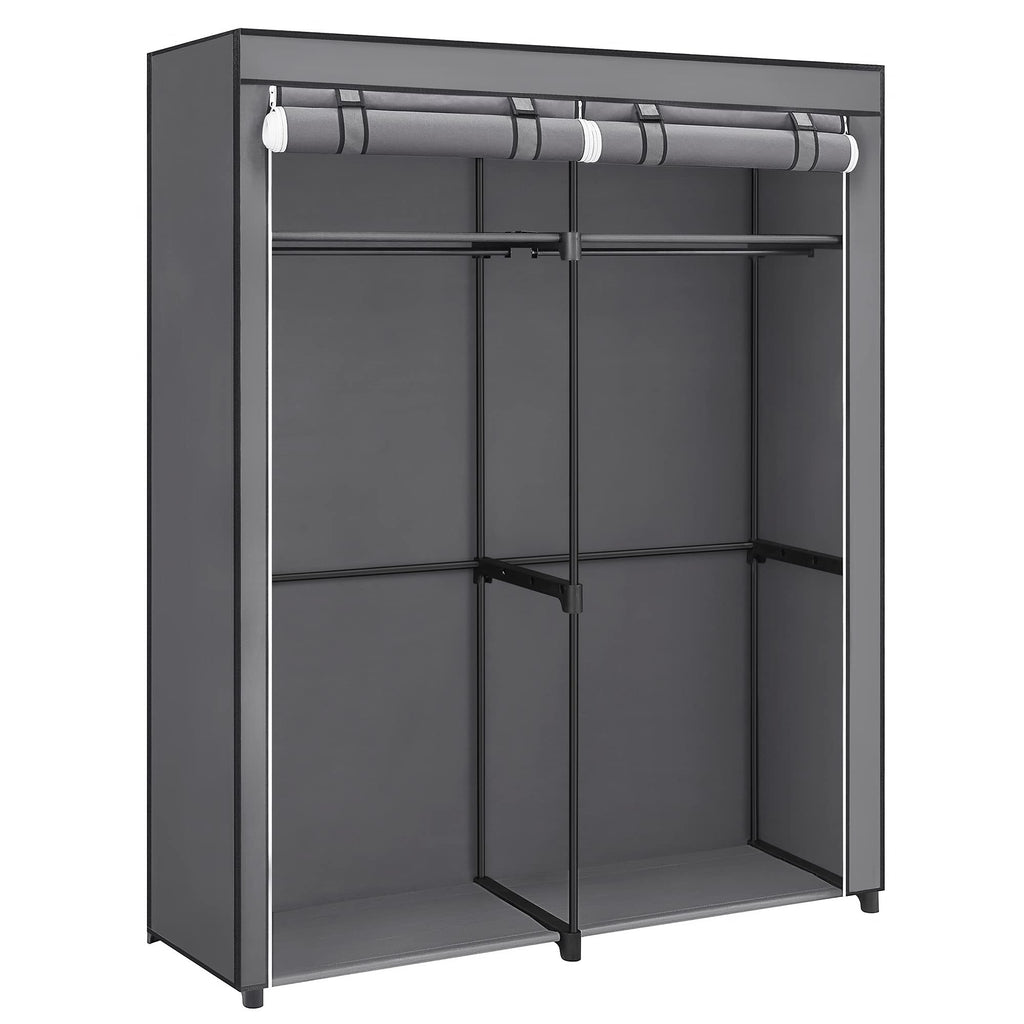 Songmics Fabric Wardrobe – Portable Clothes Rack with 2 Rails, Grey