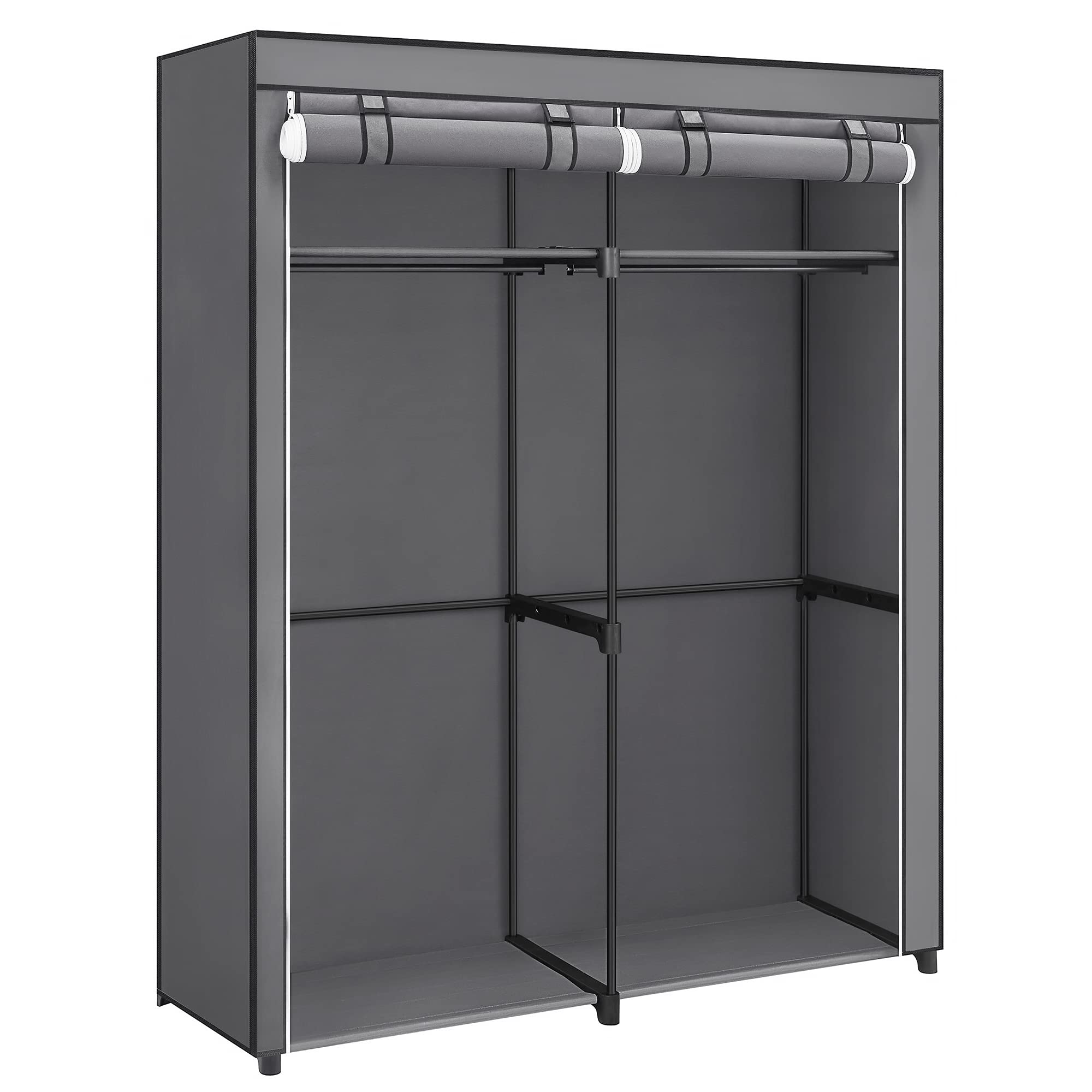 Songmics Fabric Wardrobe – Portable Clothes Rack with 2 Rails, Grey