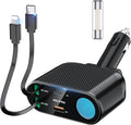 OHLPRO 168W Retractable Car Charger – 5-in-1 USB C Fast Charging Adapter