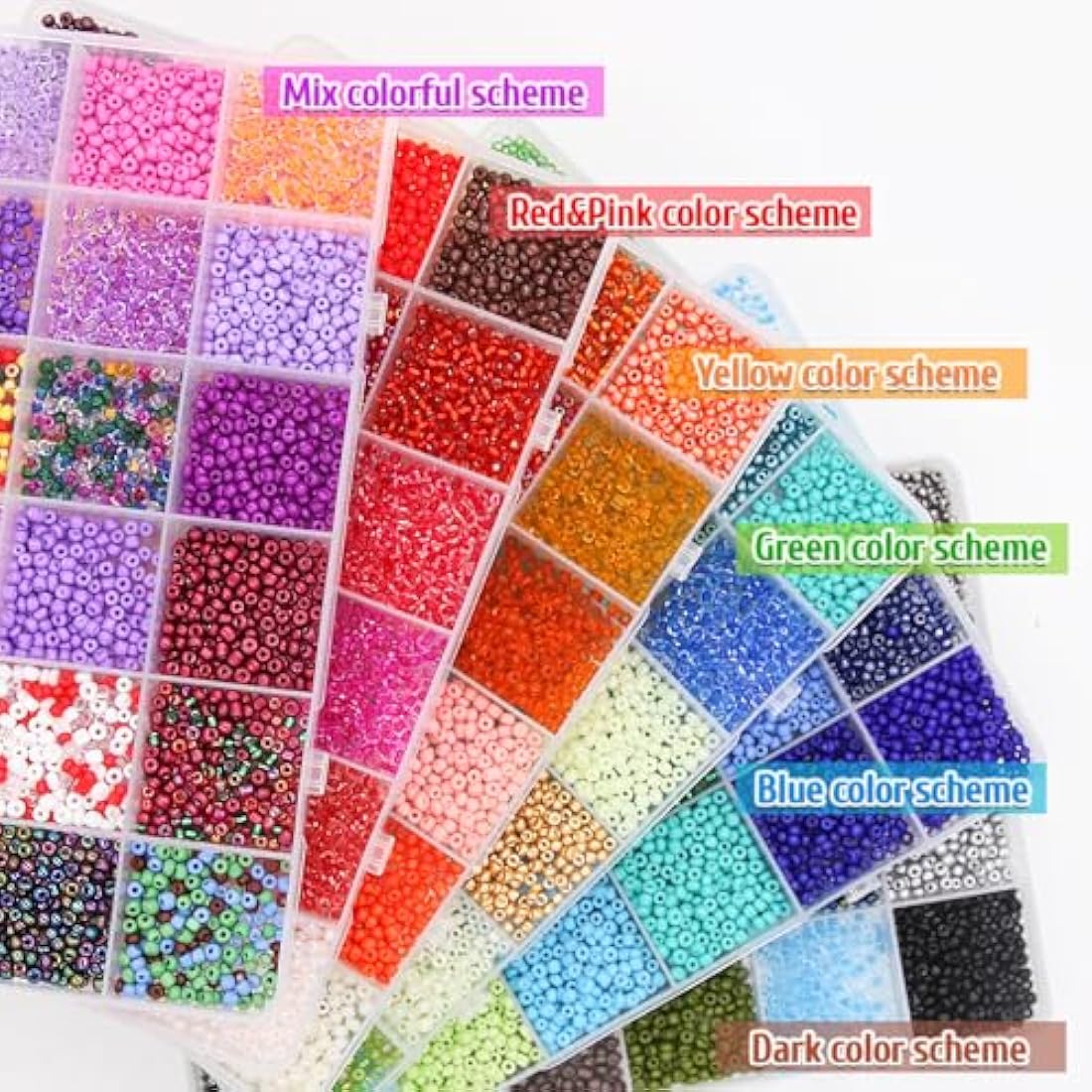 EuTengHao 3mm Glass Seed Beads Kit | 36000pcs 144 Colors Jewelry Making
