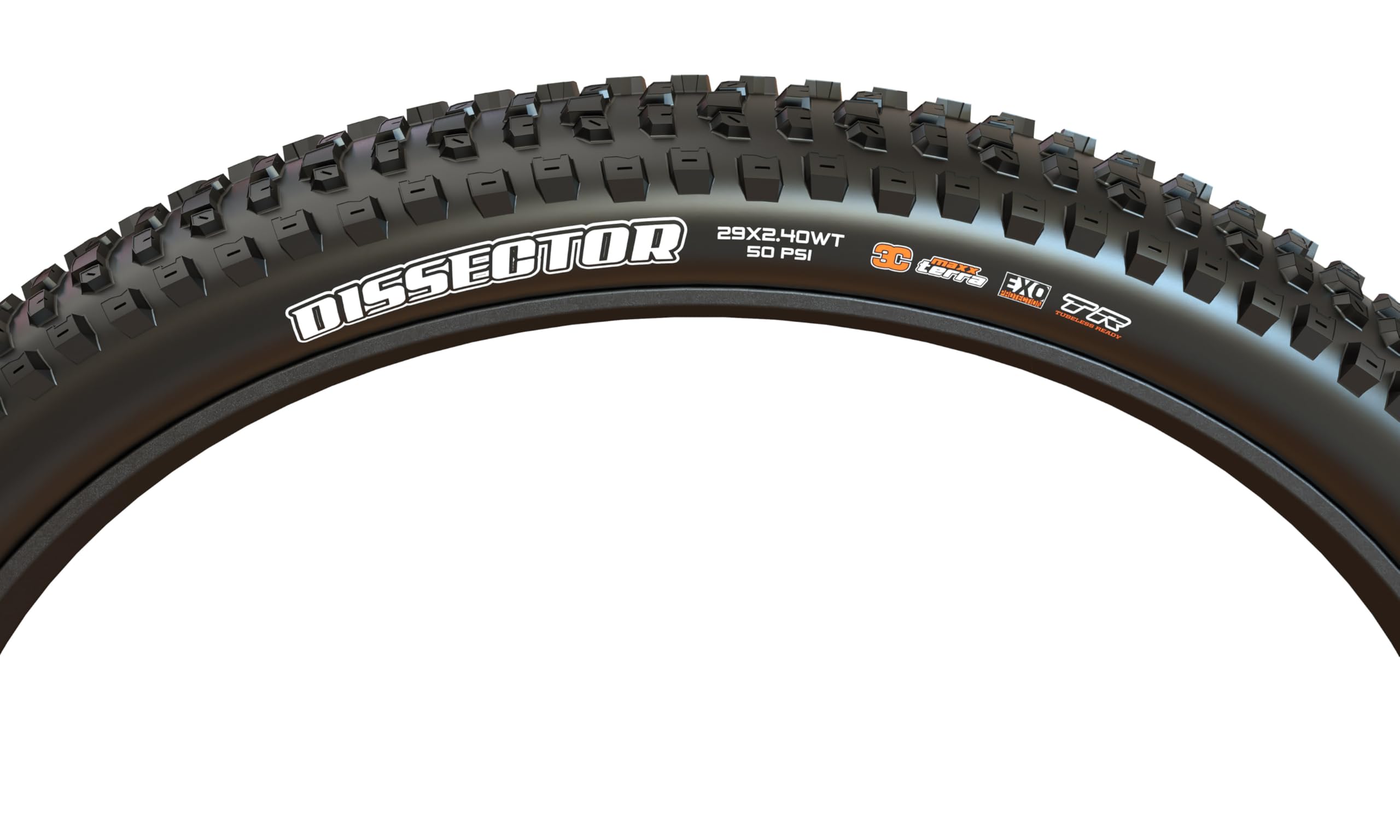 Maxxis Dissector MTB Tire – 29 x 2.4 WT EXO TR Dual Compound Folding