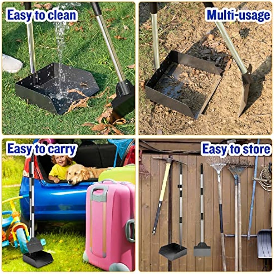 Snagle Paw Heavy Duty Dog Poop Scooper – Large Metal Tray and Spade