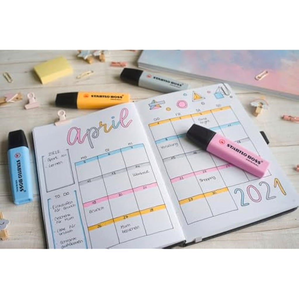 STABILO BOSS ORIGINAL Pastel Highlighters | Chisel Tip | Pack of 8