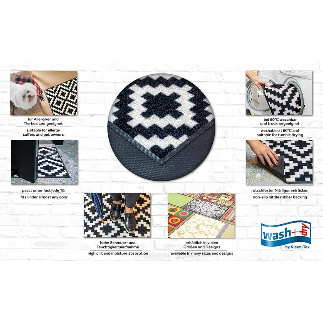 Jolof Store Three Cats Door Mat – Washable Non-Slip Nylon, 50x75 cm