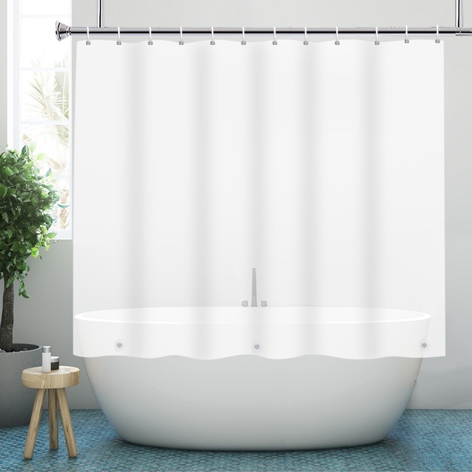 Short Shower Curtain – 150cm Drop PEVA Magnetic Liner
