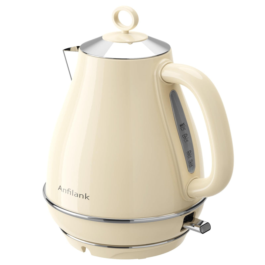 Anfilank Electric Kettle – 1.7L Stainless Steel Fast Boil, 3000W, Cream