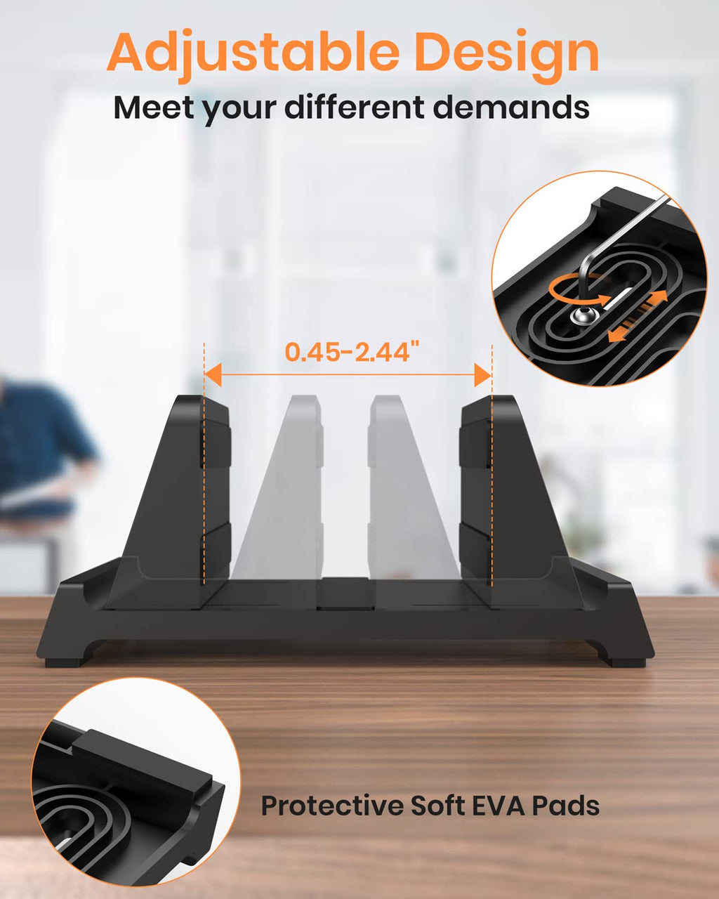 3 in 1 Vertical Laptop Stand - Klearlook Adjustable ABS Notebook Dock,Space-saving Desktop Laptop Holder Compatible - image 3