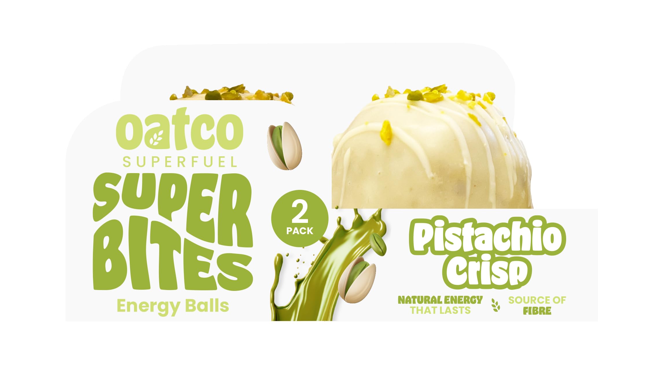 Oatco Pistachio Crisp Super Bites – White Chocolate Energy Balls