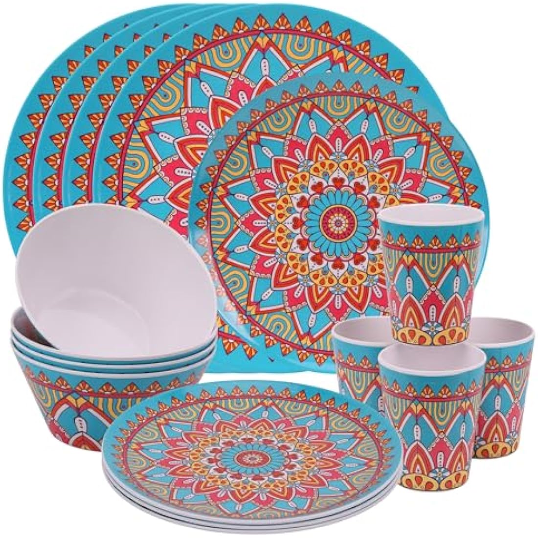 16pc Melamine Dinnerware Set – Moroccan Design Outdoor Dining