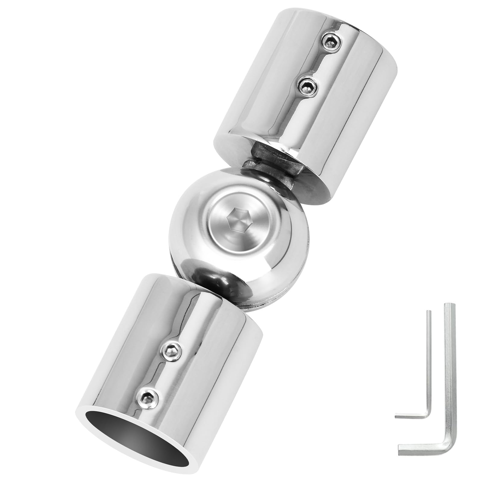 Jolof Store Bay Window Curtain Rod Corner Connector – 1 Inch Silver Steel