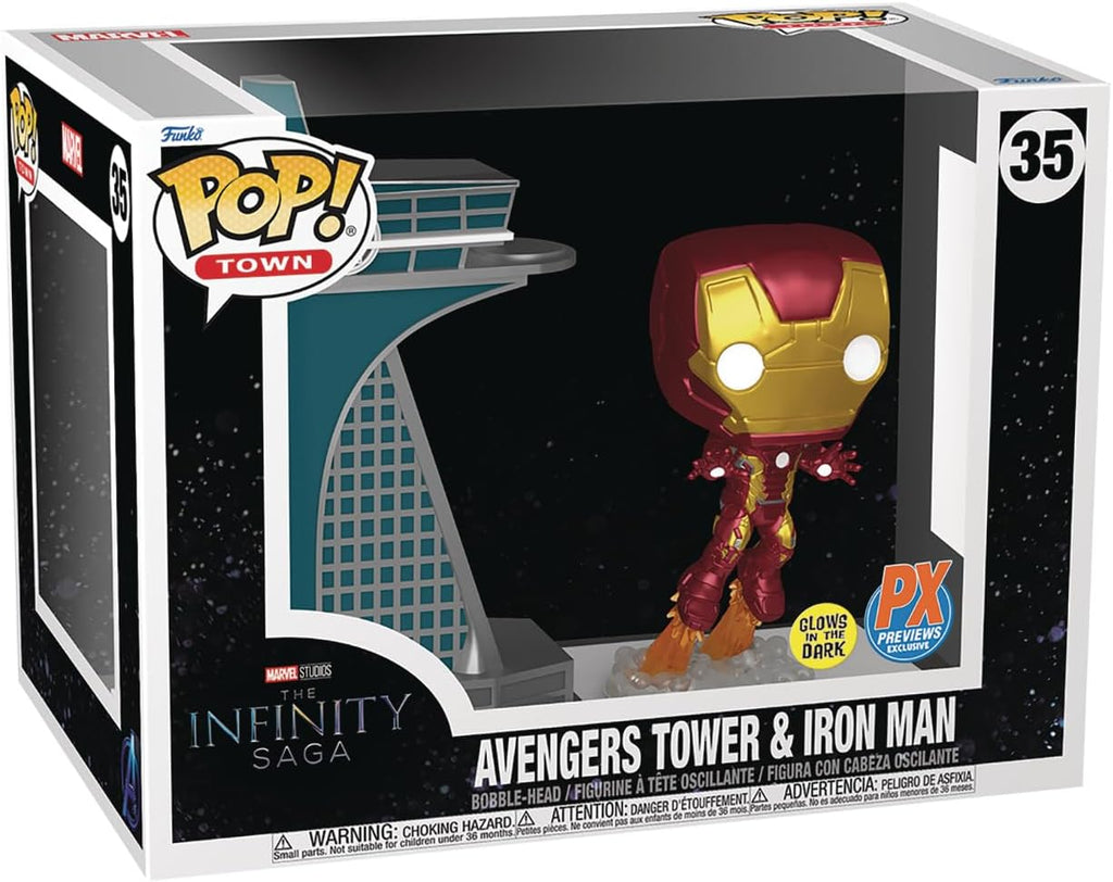Funko Pop! Town: Avengers Tower with Iron Man Glow Vinyl Figure