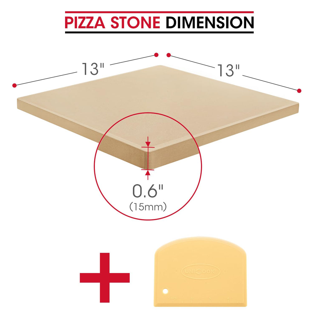 Unicook 33cm Square Pizza Stone | Heavy Duty Cordierite Baking Stone
