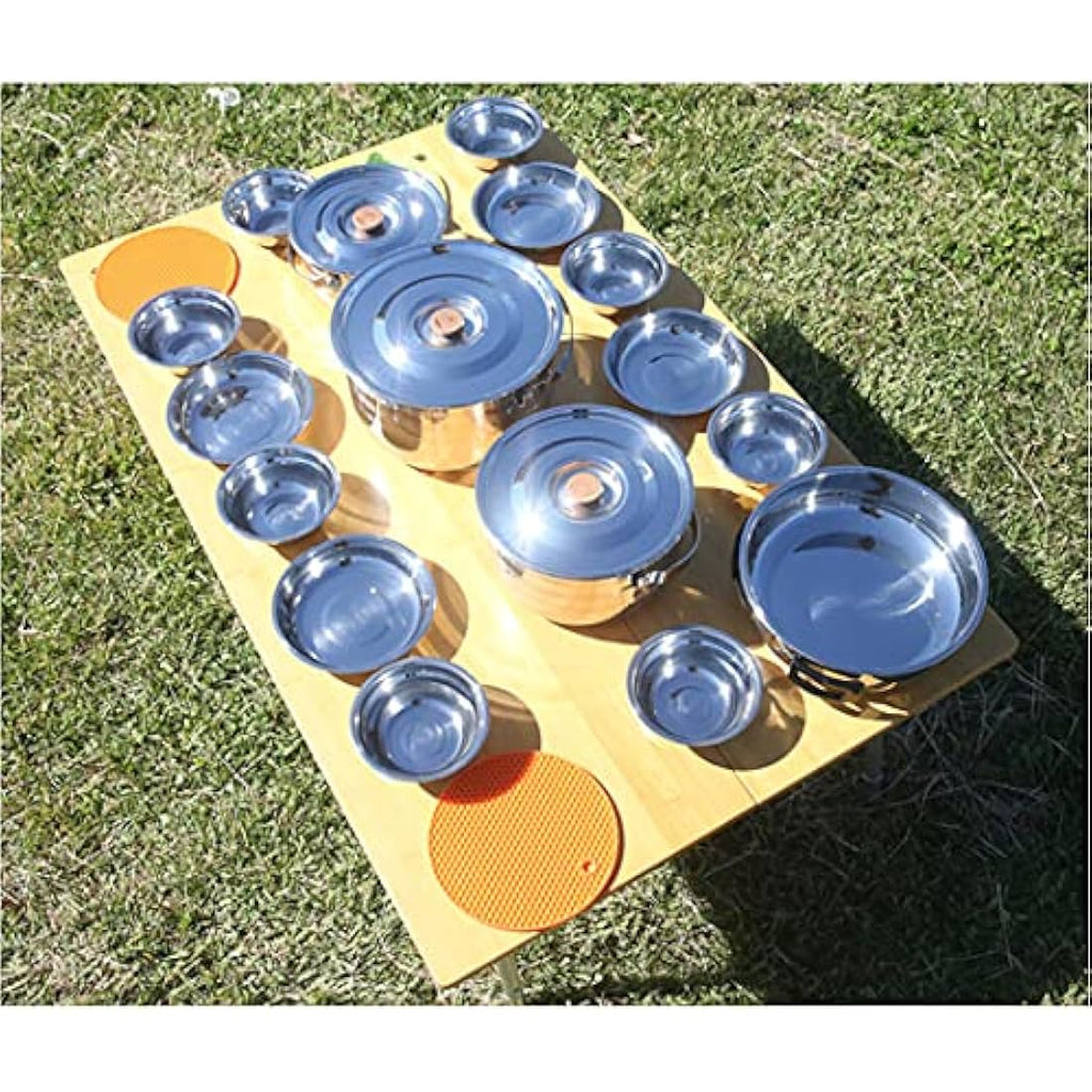 CAMPINGMOON Stainless Steel 15-Piece Nesting Camping Cookware Set