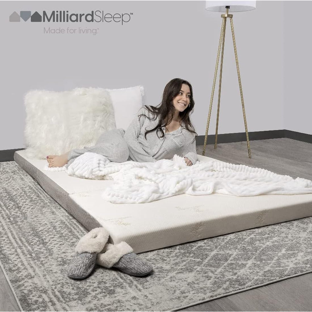 Milliard Tri-Fold Floor Futon Mattress | 10cm Thick Folding Guest Bed