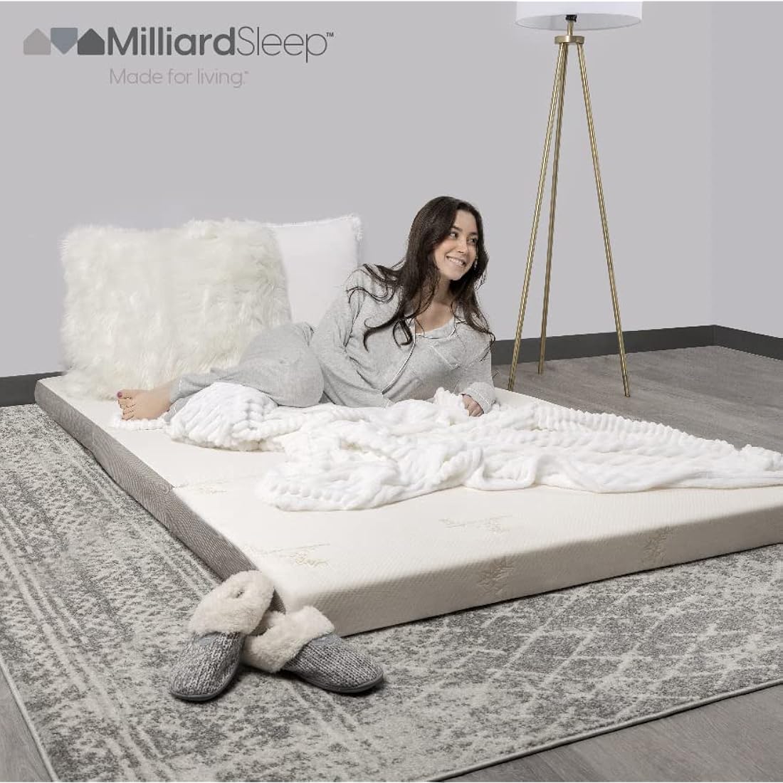 Milliard Tri-Fold Floor Futon Mattress | 10cm Thick Folding Guest Bed