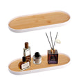 Rongxze 2-Piece Oval Wooden Trays – White Rim Decorative Vanity Tray