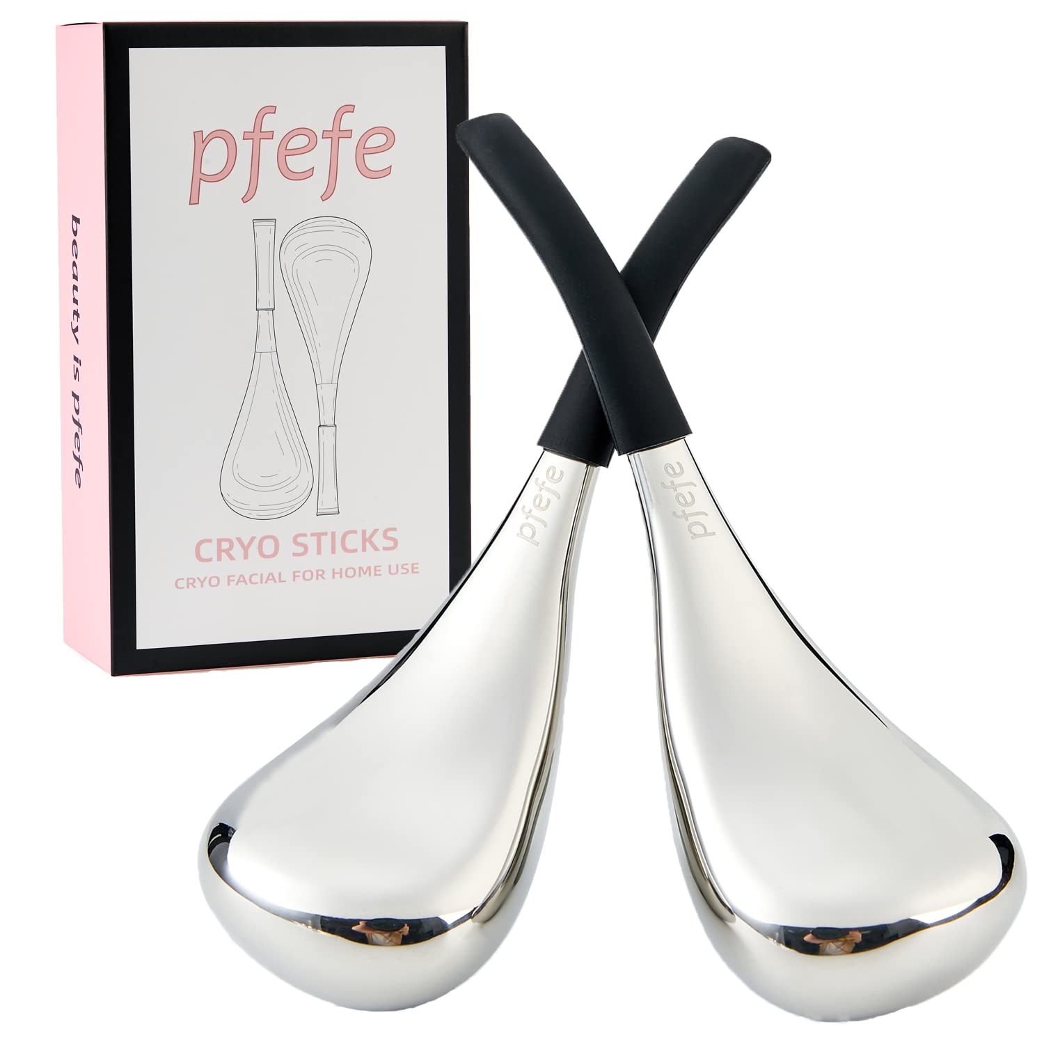 Pfefe Stainless Steel Ice Globes – Cooling Cryo Sticks Facial Massage Tools