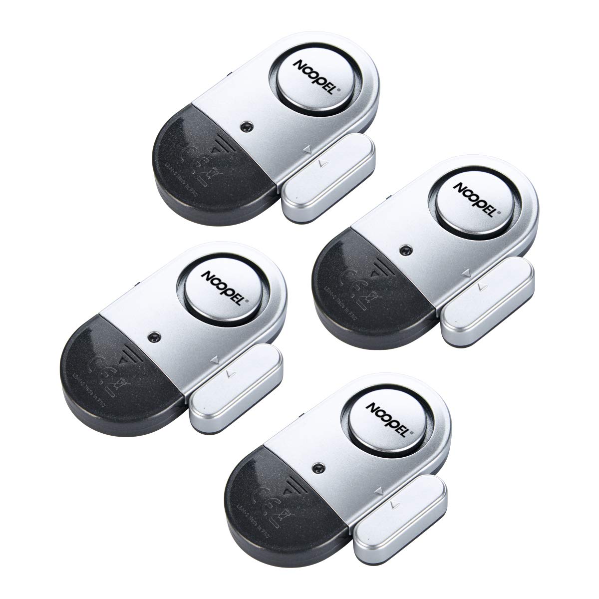 Noopel Door and Window Alarm 4 Pack | 120dB Wireless Magnetic Sensors