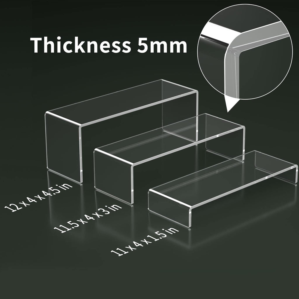 HIIMIEI Clear Acrylic Display Risers | 5mm Thick 6-Piece Stand Set