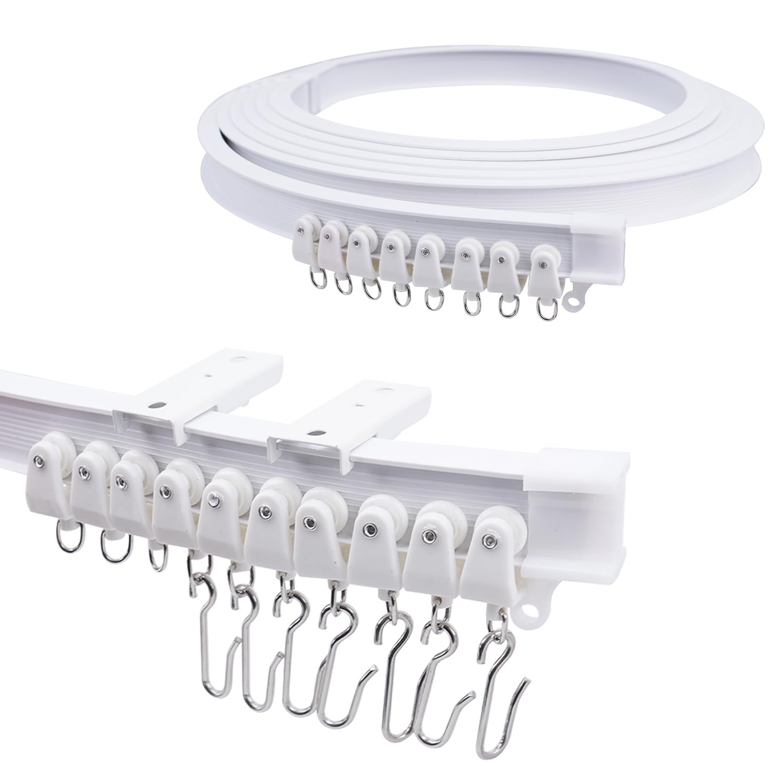 VirtuGro 4M Flexible Ceiling Curtain Track – Bendable Rail for Bay Windows