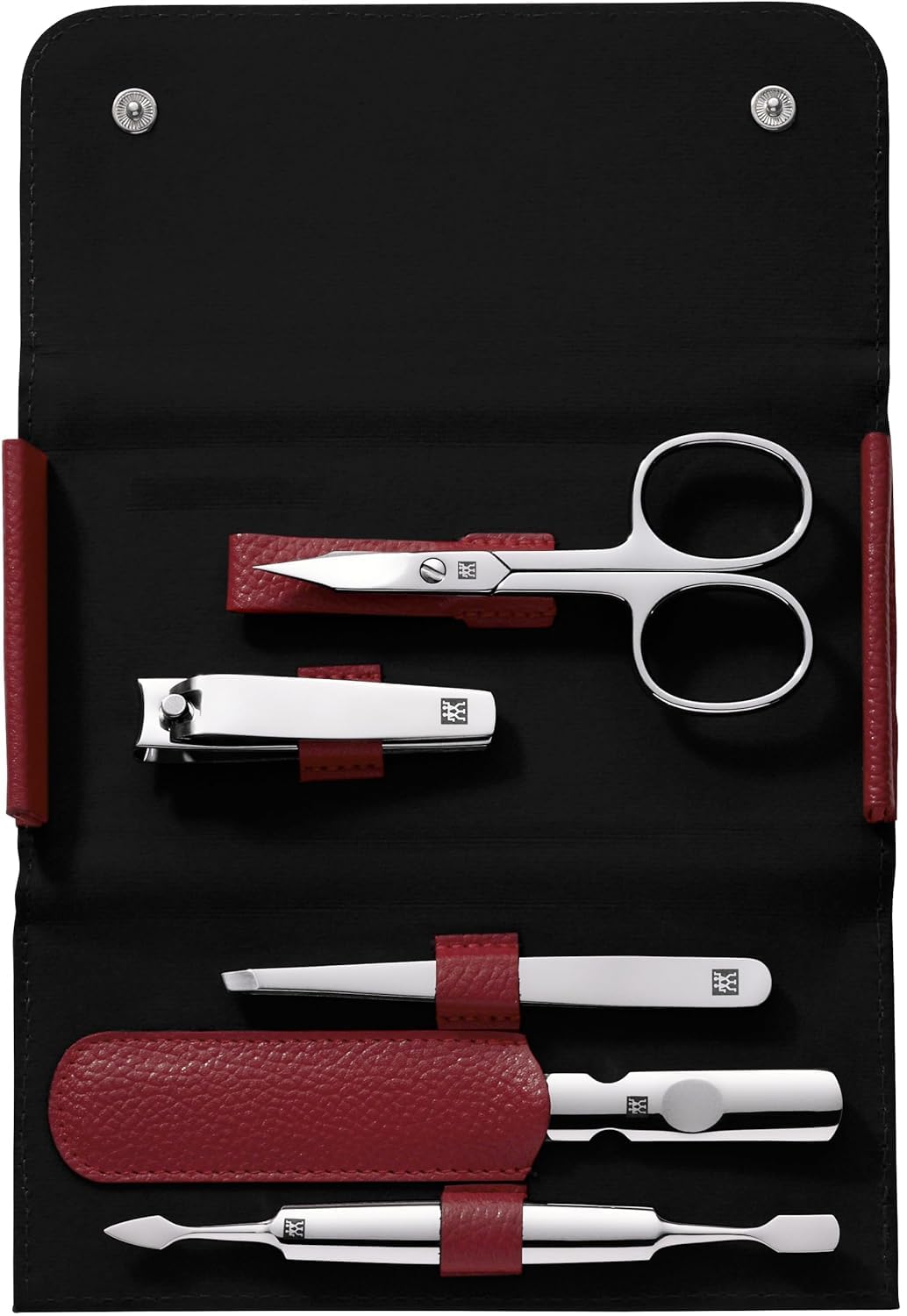ZWILLING 5-Piece Manicure Set | Red Leather Case | Stainless Steel