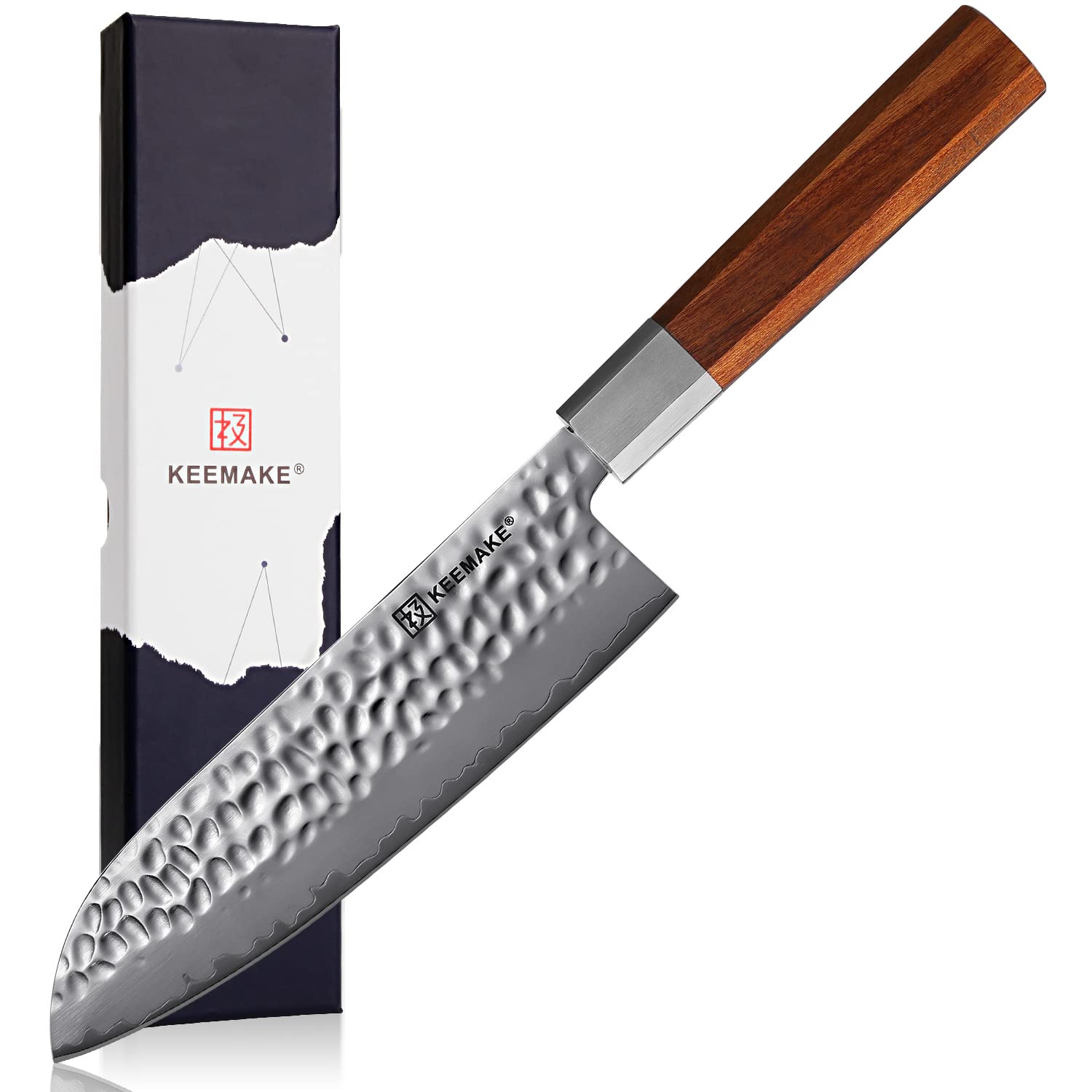 KEEMAKE 7" Santoku Knife | 9CR18MOV High Carbon Steel & Wood Handle