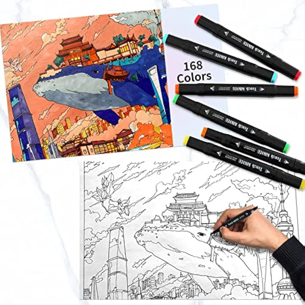 SOSINYA 168 Colors Dual Tip Art Markers Set for Drawing and Manga