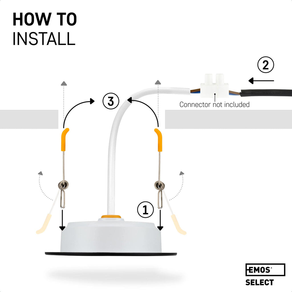 EMOS LED Recessed Downlights - IP54 Waterproof 3000K Warm White - Set of 12
