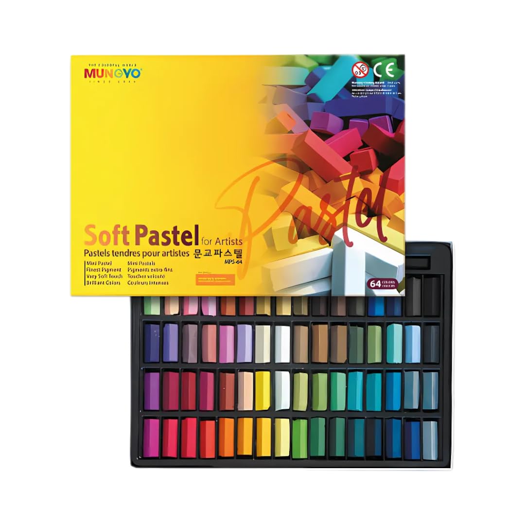 Mungyo Soft Pastel Set – 64 Assorted Colors Non-Toxic Square Chalk