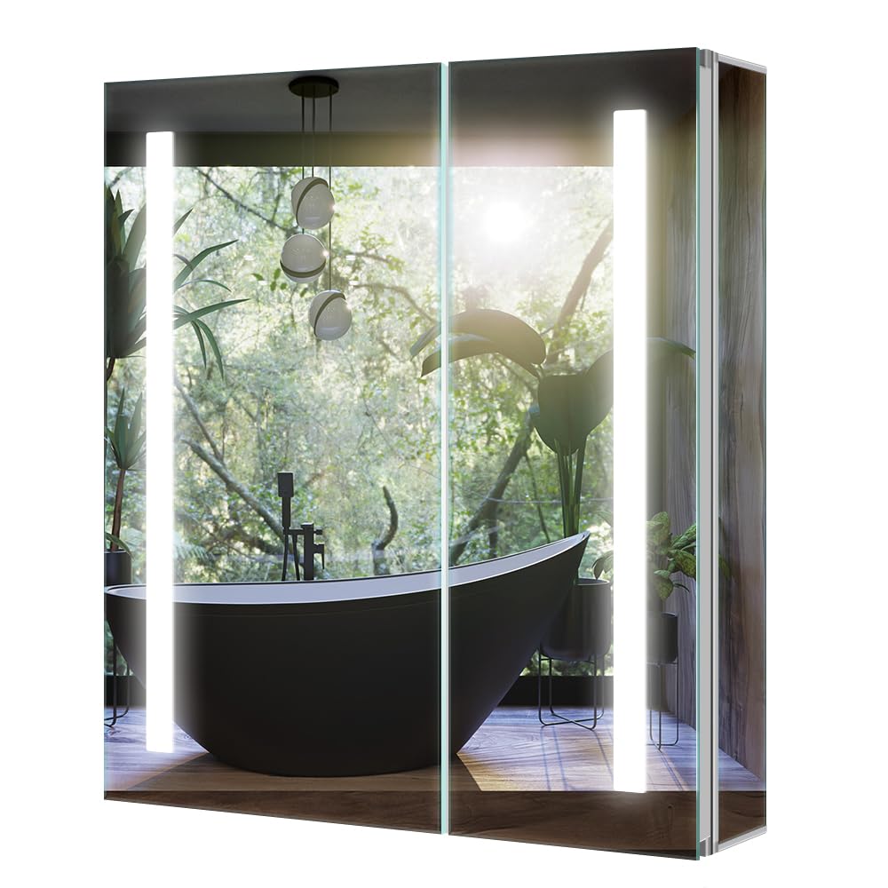 Tokvon Pro Penumbra LED Bathroom Mirror Cabinet with Shaver Socket & USB