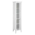 Teamson Home Glancy Tall White Linen Cabinet | 5-Shelf Louvered Storage
