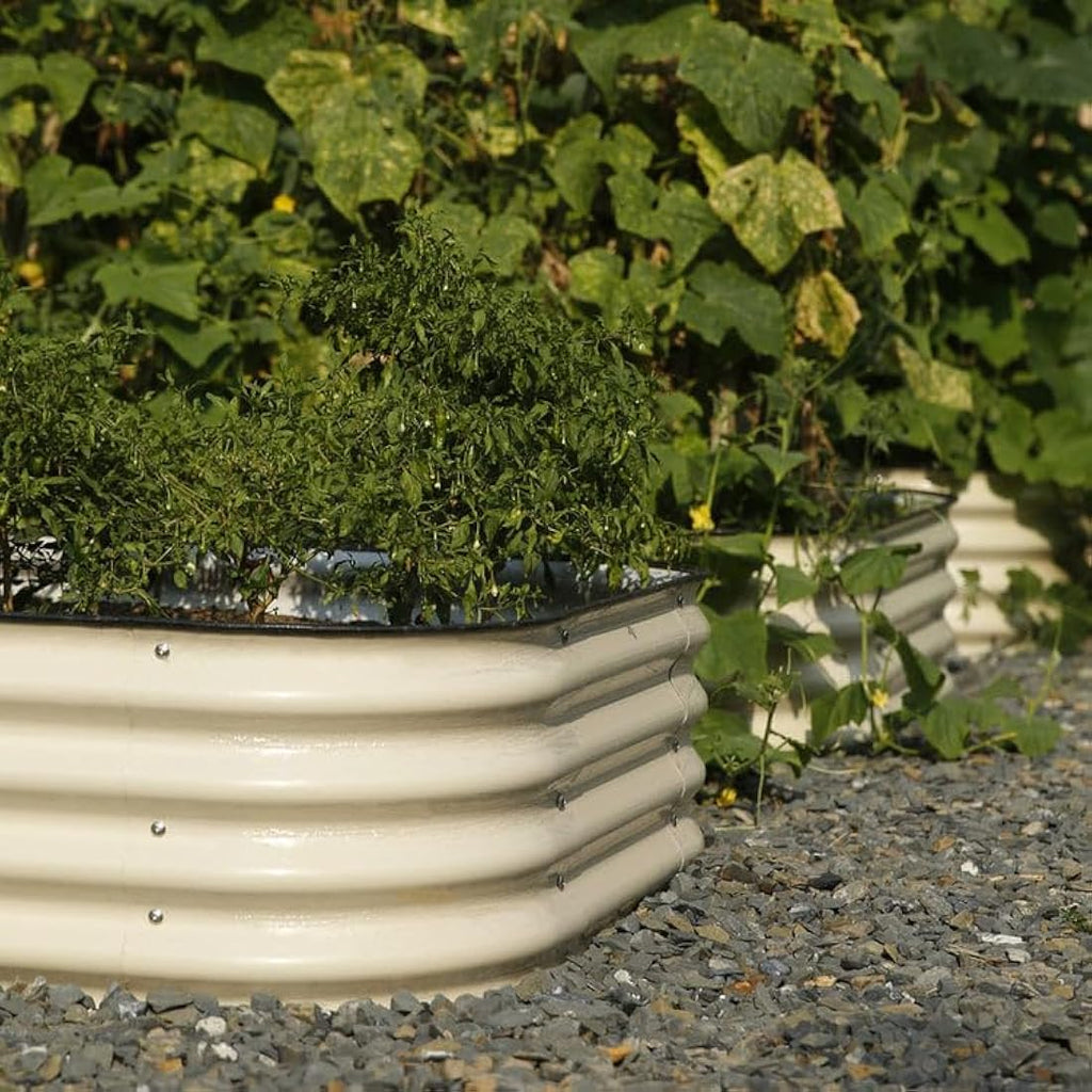 Byhagern Galvanized Raised Garden Bed – Anti-Rust Metal Planter, Beige