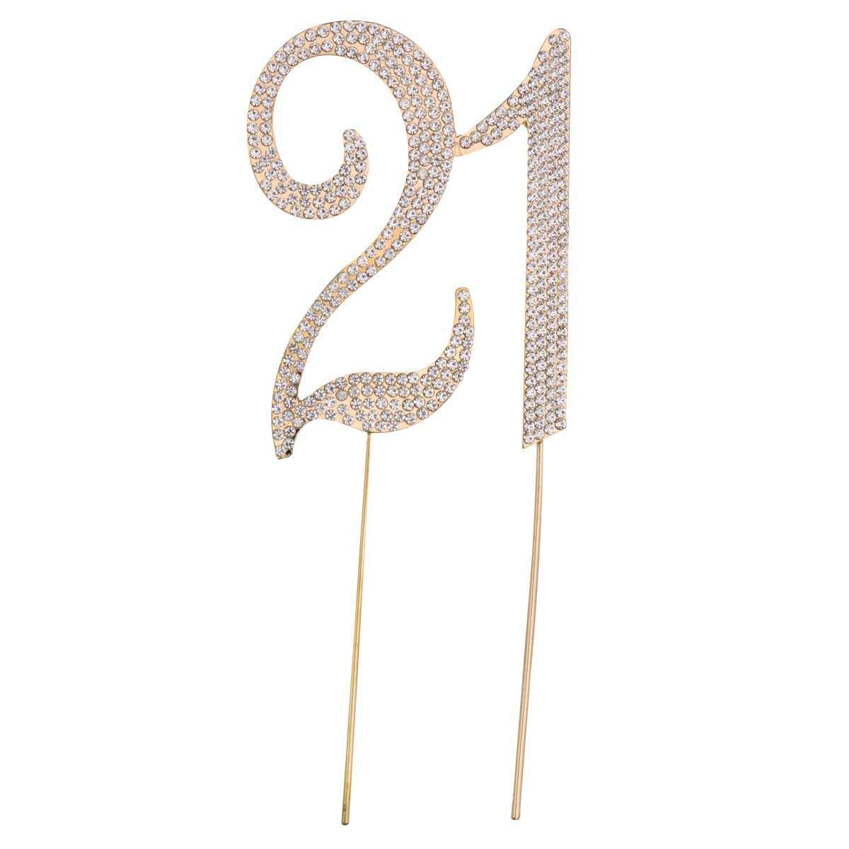 21st Birthday Cake Topper – Gold Crystal Rhinestone Decor