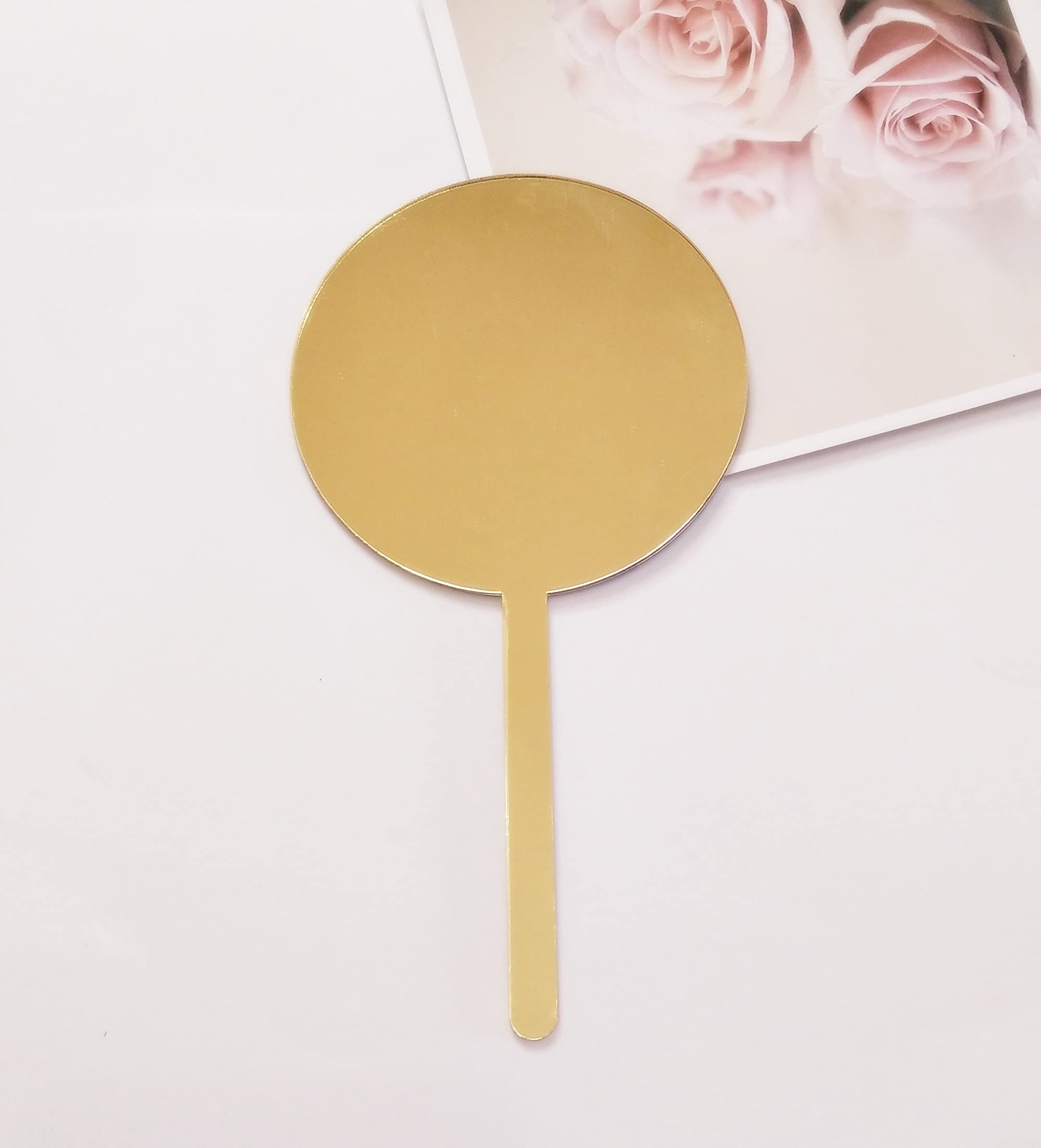 12PCS Round Gold Mirror Acrylic Cake Topper Blanks for DIY