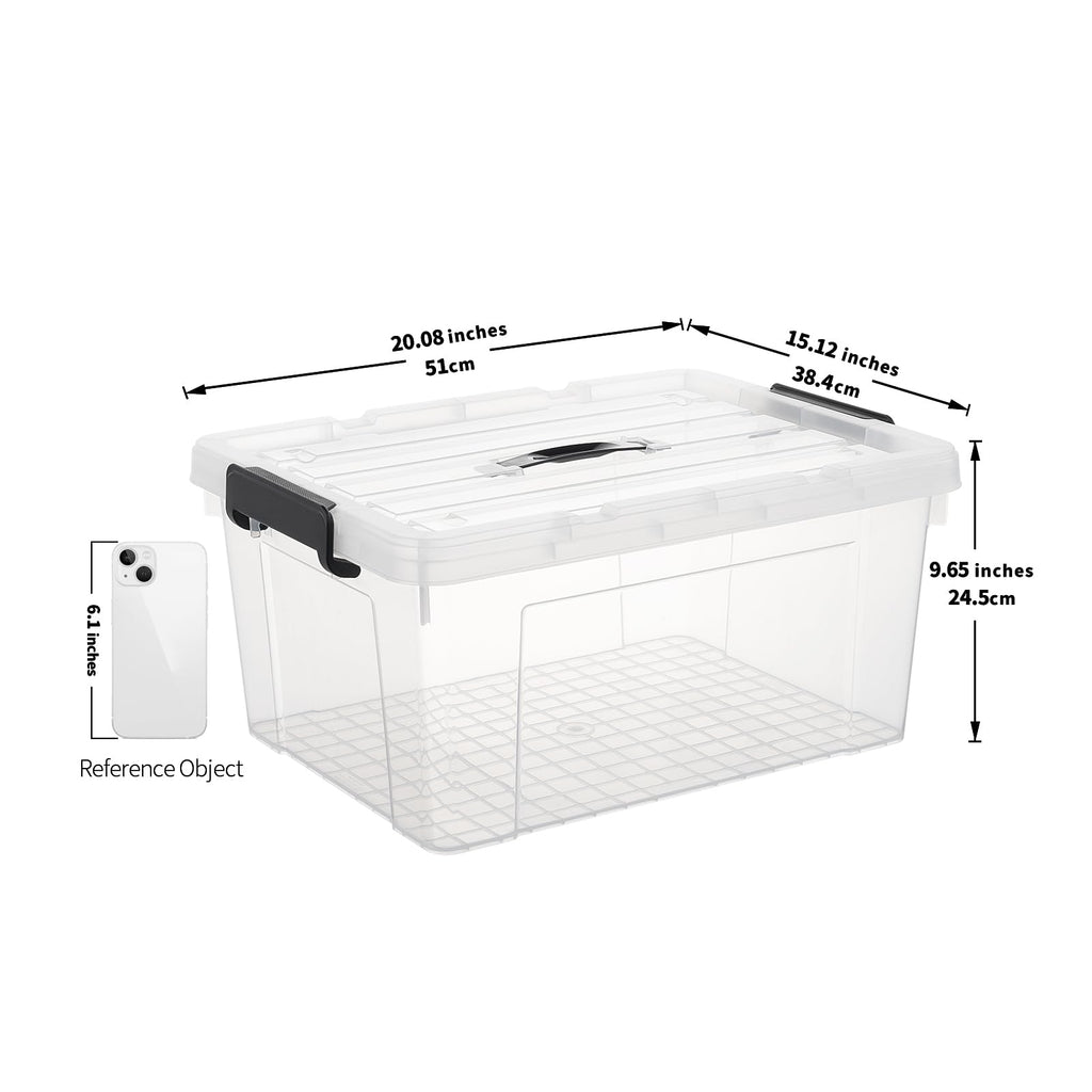 Cetomo 35L*3 Storage Boxes, Carry Plastic Storage Box with Lids, Clear Organizing Container with Handle and Secure Latches - image 3