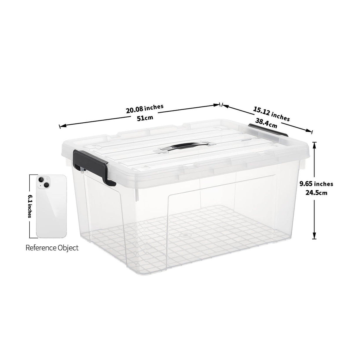Cetomo 35L*3 Storage Boxes, Carry Plastic Storage Box with Lids, Clear Organizing Container with Handle and Secure Latches - image 3